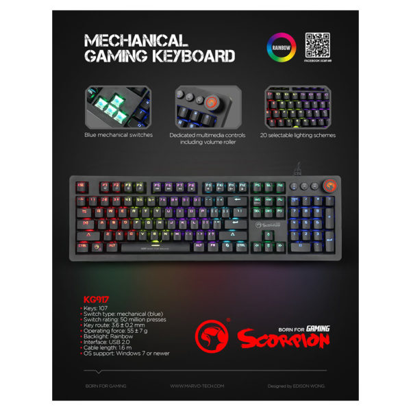 Гејмерска тастатура Marvo Scorpion KG917 - Image 3
