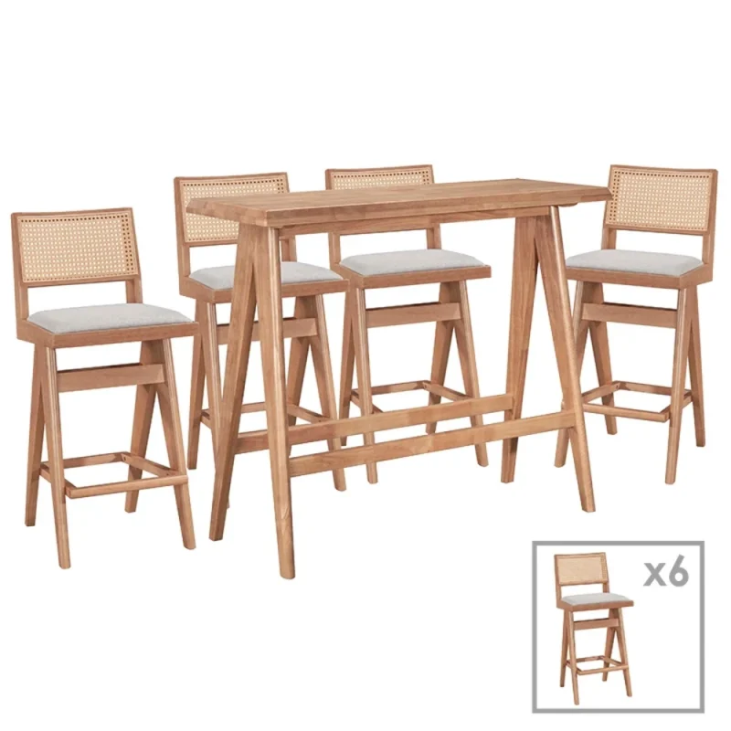stolche Winslow so svetlosiva tkaenina i PVC ratan naslon